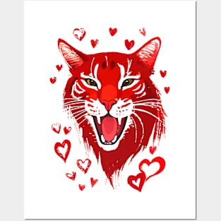 Hearts Cat Posters and Art